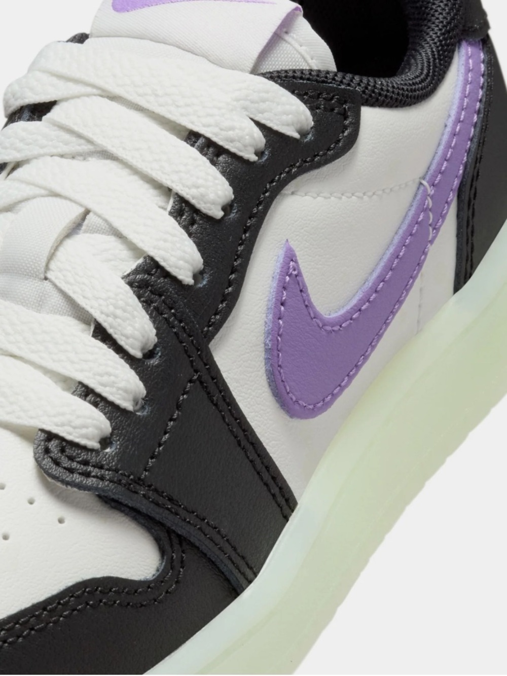 NWT!! Nike Low-Top Sneakers; White, Black and Purple with Glow in the dark soles - Picture 5 of 7